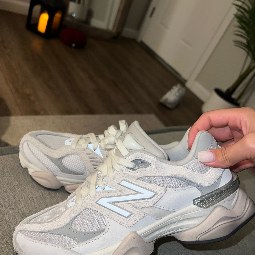 New Balance Women's 9060 Cream and Gray Sneakers